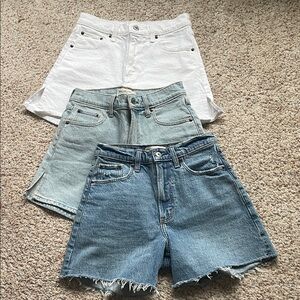 Set of 3 Abercrombie High Rise Dad Shorts Size 25